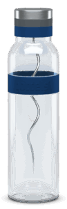 Glazen waterkaraf/waterfles Boddels 1,1l blauw