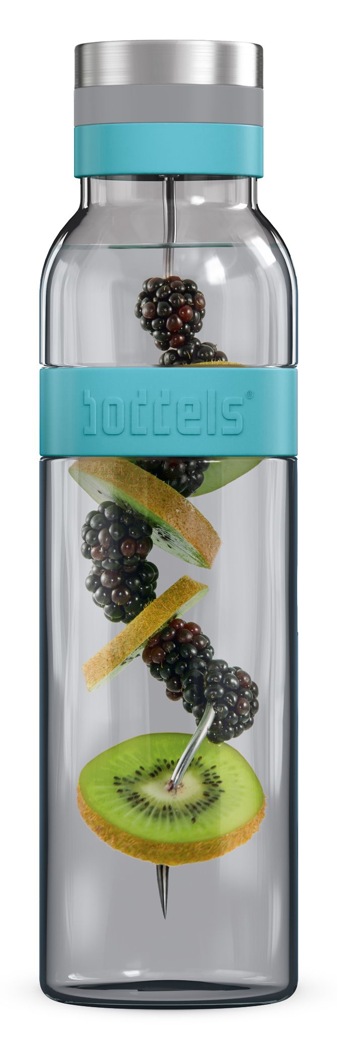 Glazen waterkaraf/waterfles Boddels 1,1l turquoiseblauw