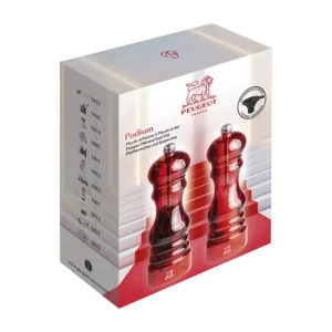 Peugeot Podium Peper- en Zoutmolenset Acryl Rood 18 cm +  vultrechter